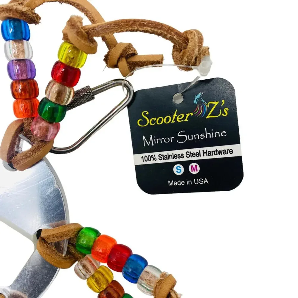 Scooter Z's Mirror Sunshine Bird Toy With Beads on Leather